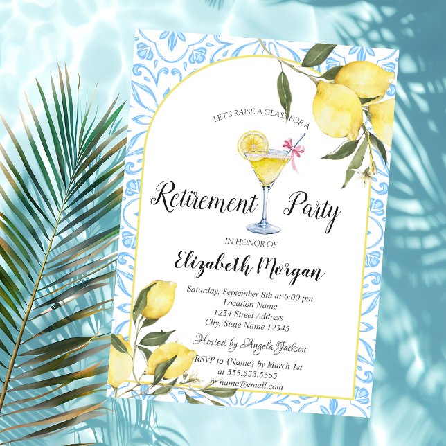 Italienska Lemons Blue Cocktail Pension Inbjudningar (Skapare uppladdad)