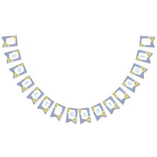 Italienska Lemons Blue White Sweet Pojke Shower Vimplar