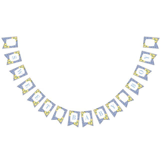 Italienska Lemons Blue White Sweet Pojke Shower Vimplar (Alla)