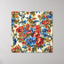 Italienska Lush Red och Blåa blommor med Lush Löv