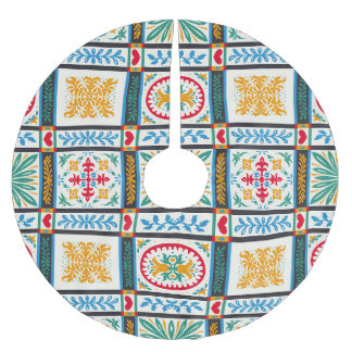 Italienska majolica Embroidery: Blommigten i Medel Julgransmatta Borstad Polyester