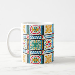 Italienska majolica Embroidery: Blommigten i Medel Kaffemugg
