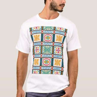 Italienska majolica Embroidery: Blommigten i Medel T Shirt