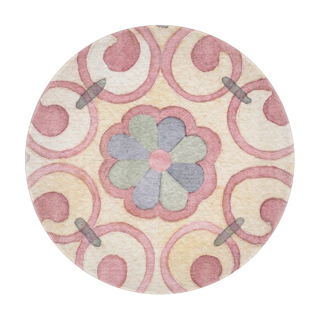Italienska Majolica Rosa Blommigt Watercolor (Framsidan)