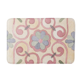 Italienska Majolica Rosa Blommigt Watercolor Badrumsmatta