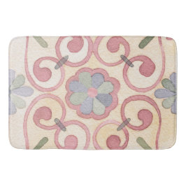 Italienska Majolica Rosa Blommigt Watercolor Badrumsmatta