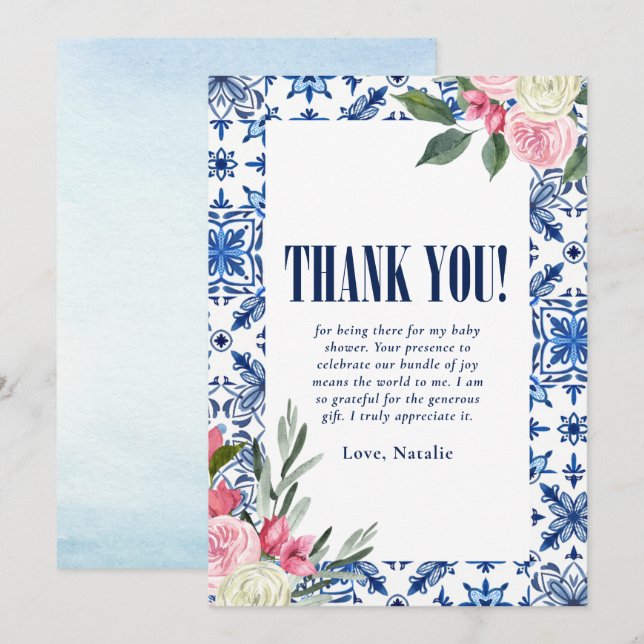 Italienska mamma Mia Baby Shower - tackkort Tack Kort (Fram/baksida)