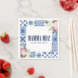 Italienska mamma Mia Blue-Blommigten Pappersservett