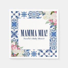 Italienska mamma Mia Blue-Blommigten Pappersservett