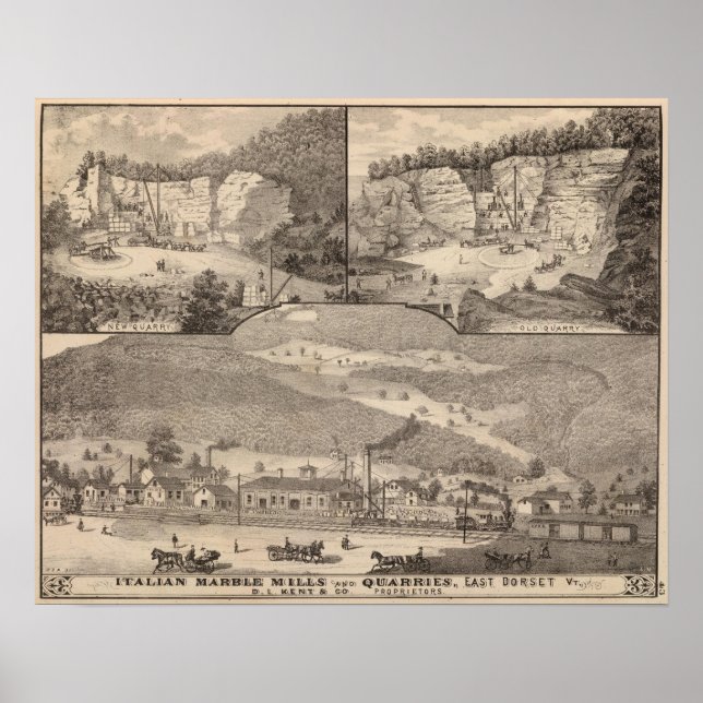 Italienska Marble Mills and Quarries Poster (Framsidan)