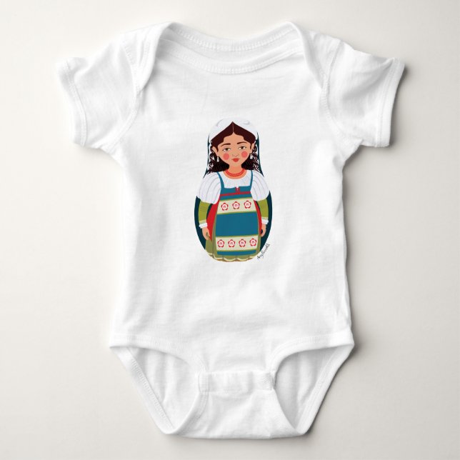 Italienska Matryoshka Baby Bodykostym T Shirt (Framsida)