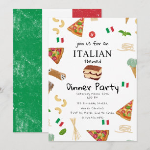 Italienska mattidningen Pizza & Pasta Dinner Party Inbjudningar