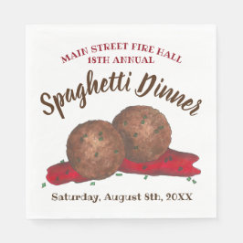 Italienska Meatbollar Spaghetti Dinner Charity Eve Pappersservett