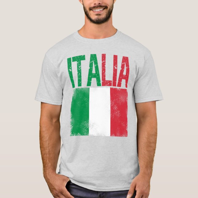 Italienska med italienska flagga nödlidande återse t shirt (Framsida)