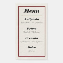 Italienska Menu Dinner Napkins Pappersservett