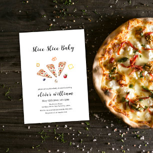 Italienska Modern Segce Baby Pizza Baby Shower Inbjudningar