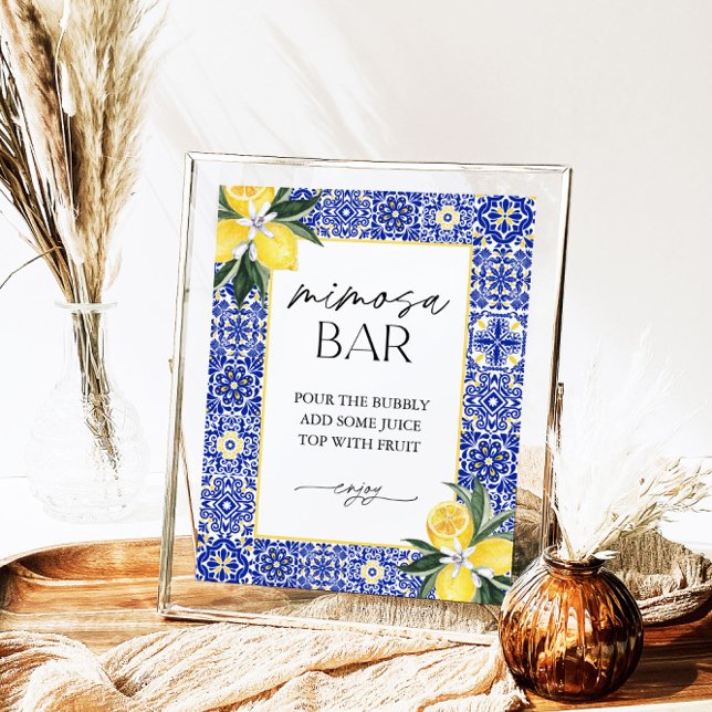 Italienska Möhippan Blue Tile Mimosa Pub Poster (Skapare uppladdad)