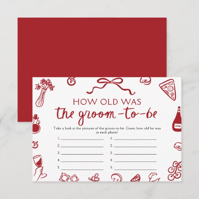 Italienska Möhippan Groom var gammalt Inbjudningar (Fram/baksida)