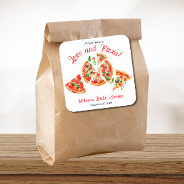 Italienska Möhippan Kärlek & Pizza Party Slice Fyrkantigt Klistermärke