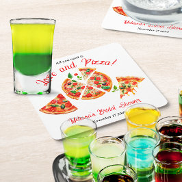 Italienska Möhippan Kärlek & Pizza Party Slice Underlägg Papper Kvadrat