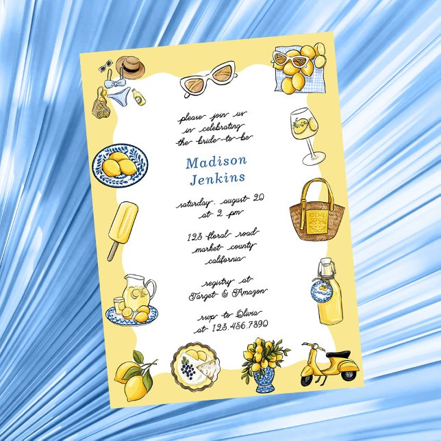 Italienska Möhippan Lemon Coastal Summer Inbjudningar (Skapare uppladdad)