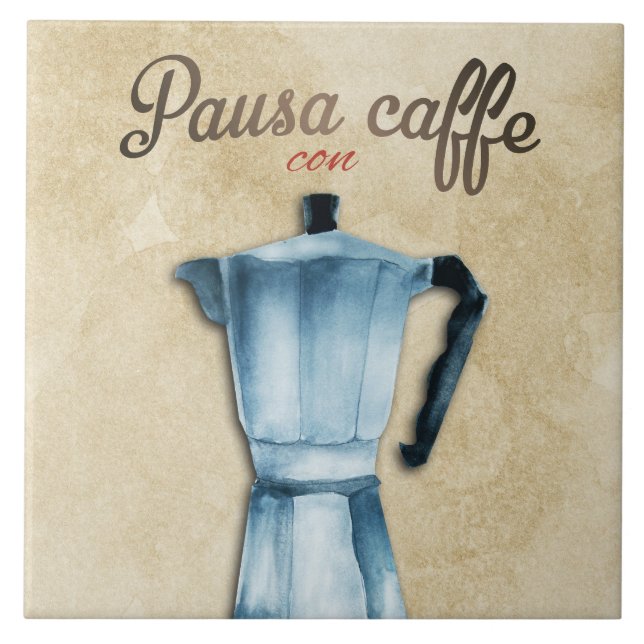 Italienska moka Coffee Pot Watercolor Art Kakelplatta (Framsidan)