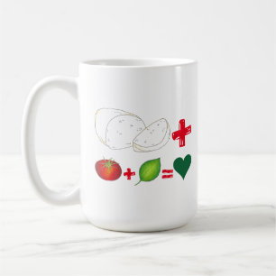 Italienska Mozzarella + Tomato + Basil = Kärlek He Kaffemugg