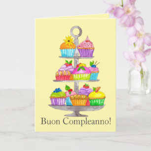 Italienska muffinsar för födelsedagsfärgning kort