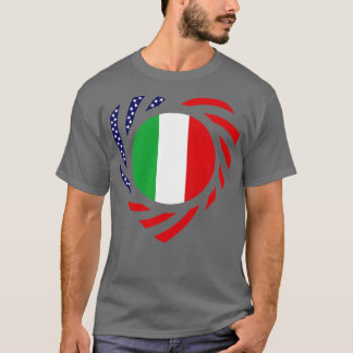 Italienska multinationella patriot Flagga Heart T Shirt