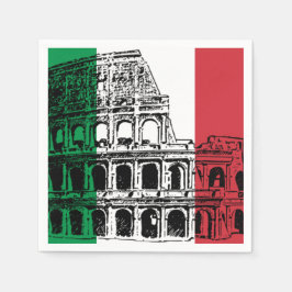 Italienska Napkins med bild av Flagga. Pappersservett