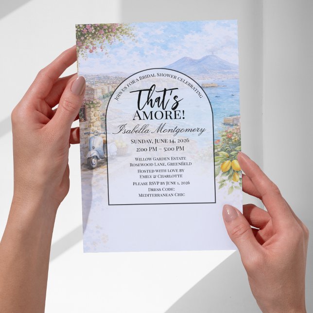 Italienska Neapel Det är Amore Bröllopsfest Inbjudningar (Italian Naples That’s Amore Bridal Shower Invitations)