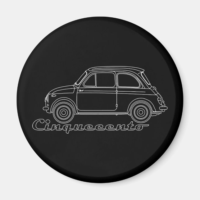 Italienska Oldtimer Fiat Cinquecento 500 cc Bluepr Magnet (Framsidan)