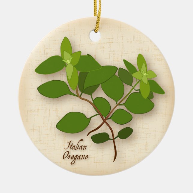 Italienska Oregano Herb Ceramic Ornament (Framsidan)