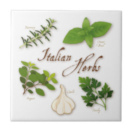 Italienska Örter, Basil, Oregano, Parsley, Vitlöks Kakelplatta