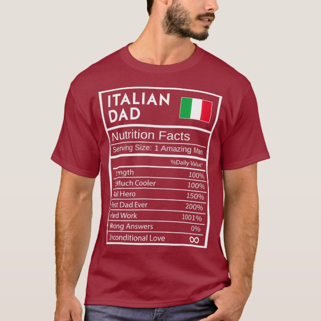 Italienska Pappa Nutrition Facts National Pride Gi T Shirt (Framsida)