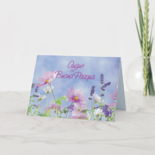 Italienska Påsk Blessings Nun, Wildblommor Helgkort