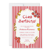 Italienska Pasta Ciao Bambino Baby Shower Inbjudan