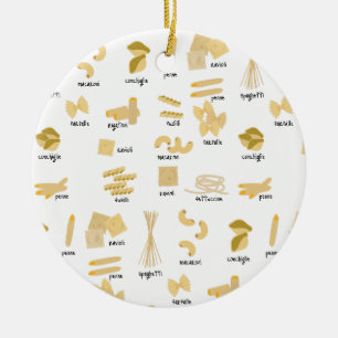 Italienska pasta Shapes & Namn Mönster Julgransprydnad Keramik