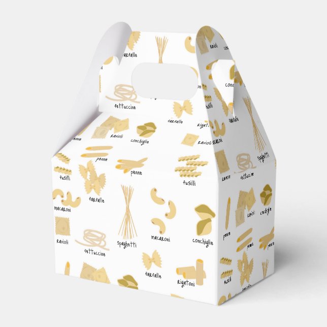 Italienska pasta Shapes & Namn Mönster Presentaskar (Framsidan Sidan)