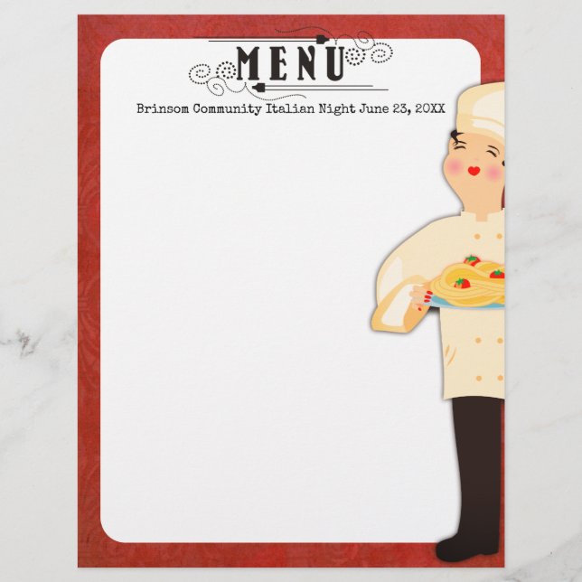 Italienska pasta spaghetti-menyletterhead (Framsida)