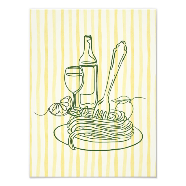 Italienska Pasta & Vin Kitchen-utskrift Fototryck (Framsidan)