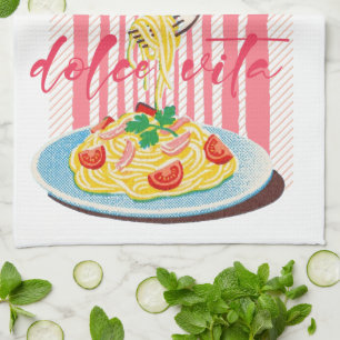 Italienska pastaspaghettis kökshandduk