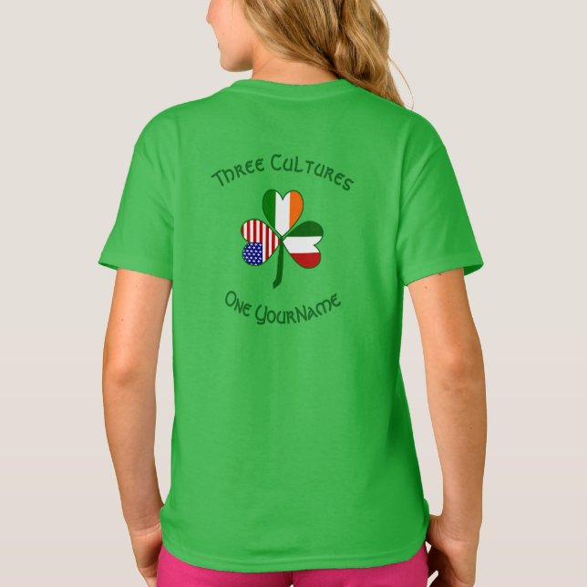 Italienska Personligen Irish Shamrock Flagga T Shirt (Baksida)