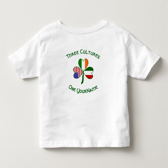 Italienska Personligen Irish Shamrock Flagga T Shirt (Baksida)