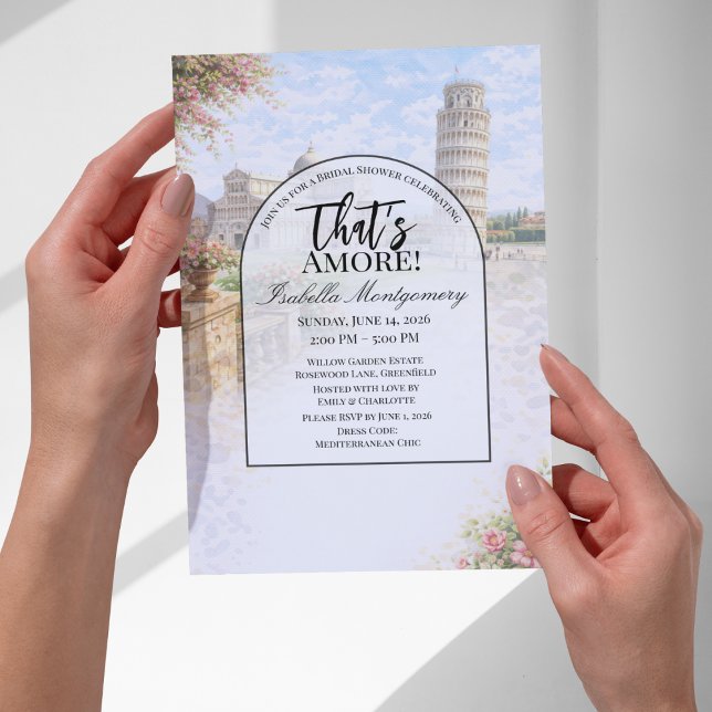 Italienska Pisa That's Amore Bröllopsdusch Inbjudningar (Italian Pisa That’s Amore Bridal Shower Invitation
)