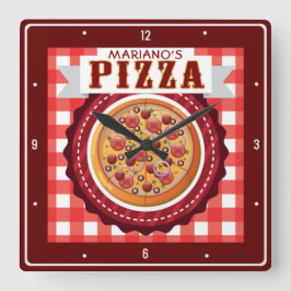 Italienska Pizzeria Personlig Pizza Parlor Shop Fyrkantig Klocka