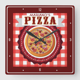 Italienska Pizzeria Personlig Pizza Parlor Shop Fyrkantig Klocka
