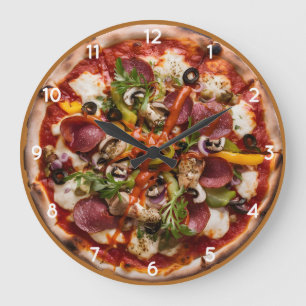 Italienska Pizzeria Pizza Kitchen eller Restaurang Stor Klocka