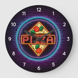 Italienska Pizzeria Pizza Kitchen eller Restaurang Stor Klocka