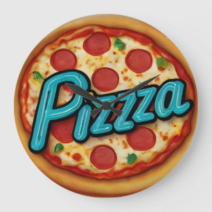 Italienska Pizzeria Pizza Kitchen eller Restaurang Stor Klocka